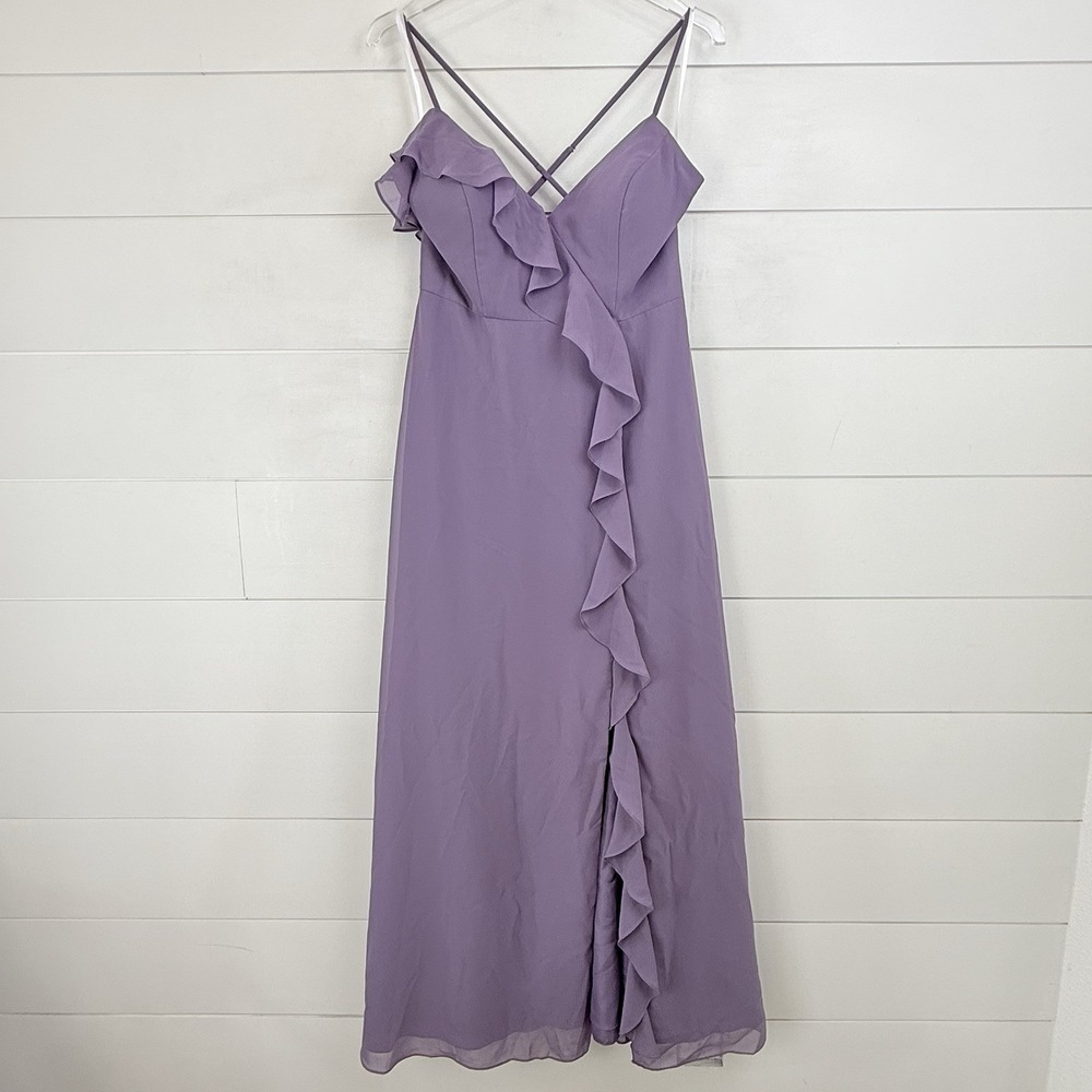 REVELRY PALOMA CHIFFON MAXI DRESS Wisteria Gown Women 8 Wedding Formal - Picture 2 of 16
